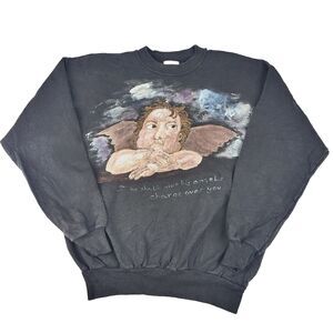 Hanes vintage 90s crewneck sweatshirt Grannycore Hand Painted look Angel size M